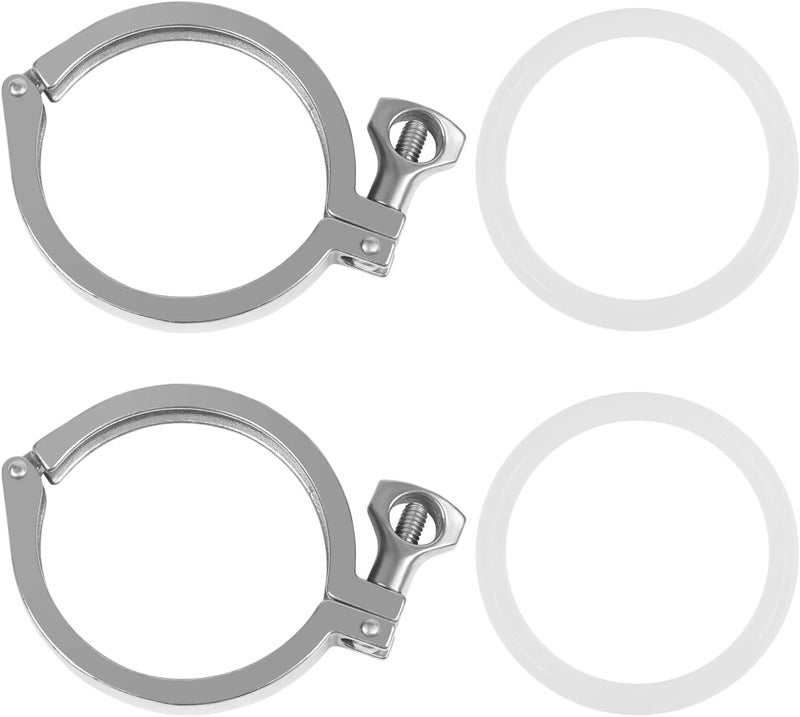 JMCOLMT Tri Clamp 3 Inch 2PCS Single Pin Heavy Duty with Wing Nut Stainless Steel 304 Sanitary Fitting with Ferrule TC 3" Silicone Gaskets - Image 1